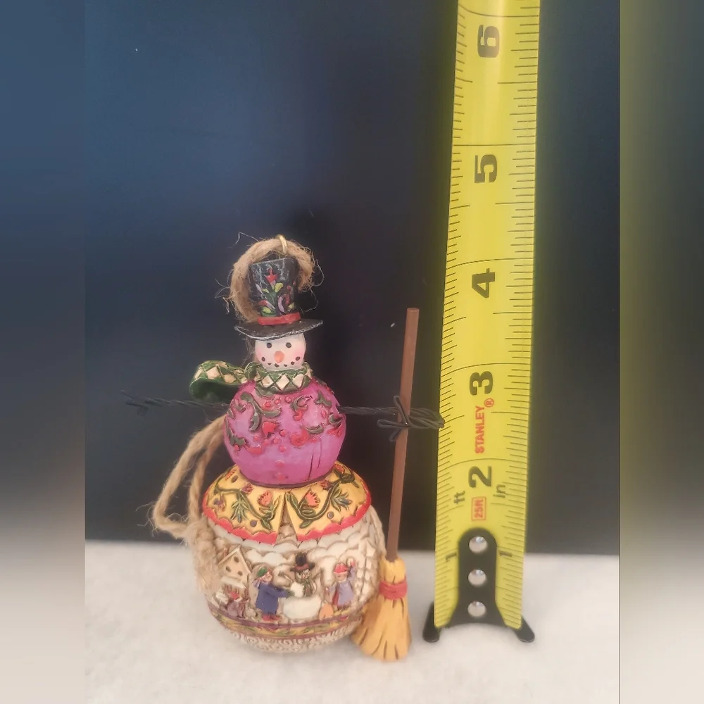 Jim Shore 2005 Collectible Heartwood Creek Snowman with Broom Christmas Ornament